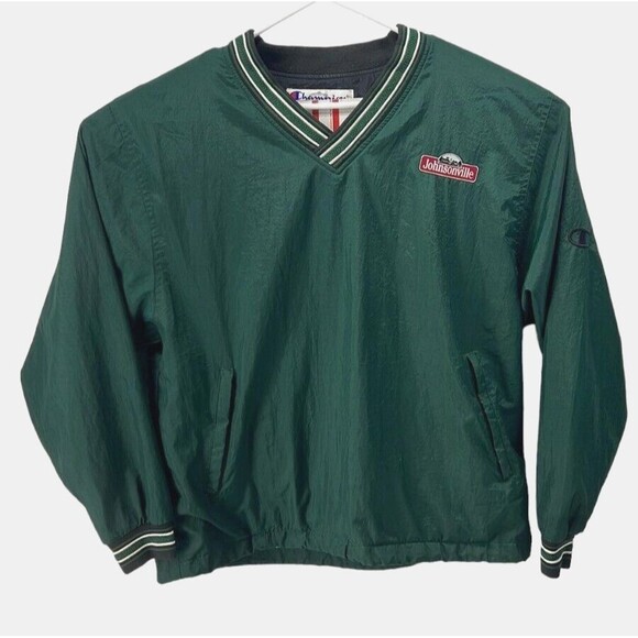 VINTAGEChampion V-Neck Pullover Windbreaker Jacket Johnsonville Green Size M